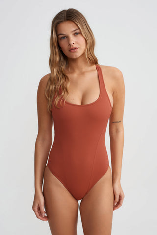 RELAY SWIMSUIT - CAYENNE
