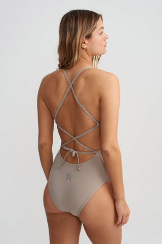 RACER SWIMSUIT - PEBBLE
