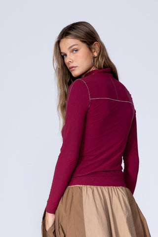 CREPE CUT OUT TOP - CHERRY RED