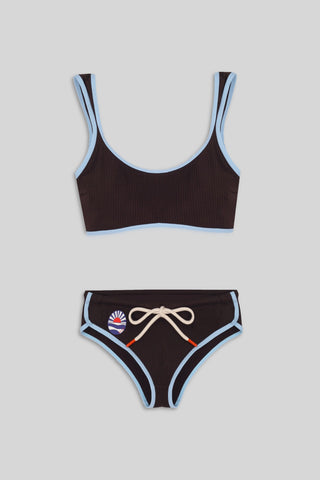 WAVE SURF BIKINI SHORTS - DARK CHOCOLATE BROWN
