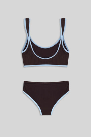 WAVE SURF BIKINI SHORTS - DARK CHOCOLATE BROWN