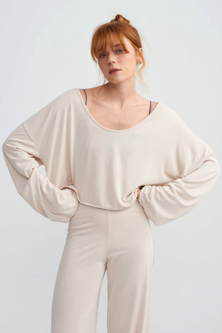 STUDIO LONGSLEEVE TOP - LATTE