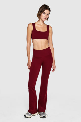 TWIST FLARE PANTS - MERLOT