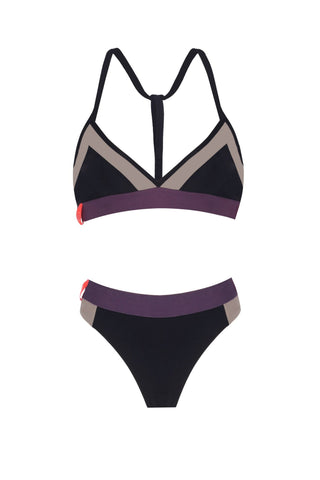 VOLLEY BIKINI TOP A/B CUP BLACK & PEBBLE