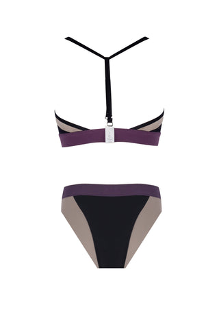 VOLLEY BIKINI TOP A/B CUP BLACK & PEBBLE