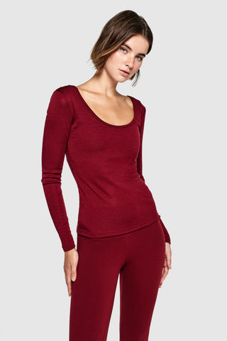 MERINO BALLET TOP - MERLOT
