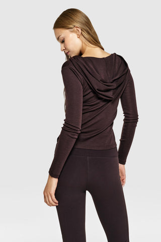 CURVE ZIP-UP MERINO HOODIE - GANACHE