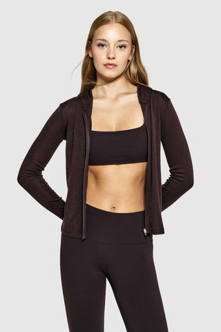 CURVE ZIP-UP MERINO HOODIE - GANACHE