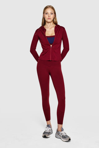 CURVE ZIP-UP MERINO HOODIE - MERLOT